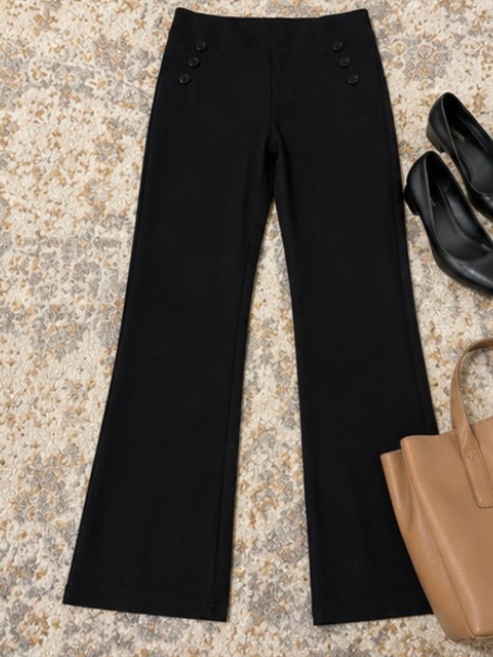 🖤 Betabrand Black Dress Pant Yoga Pants | Size Large | Sailor Button Detail 0069